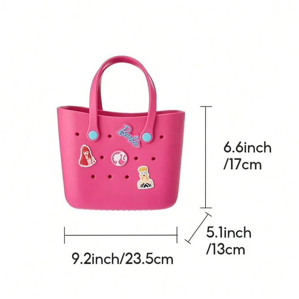 Blue Casual Women's Cartoon Pattern Tote Bag Portable Travel School Lunch Picnic